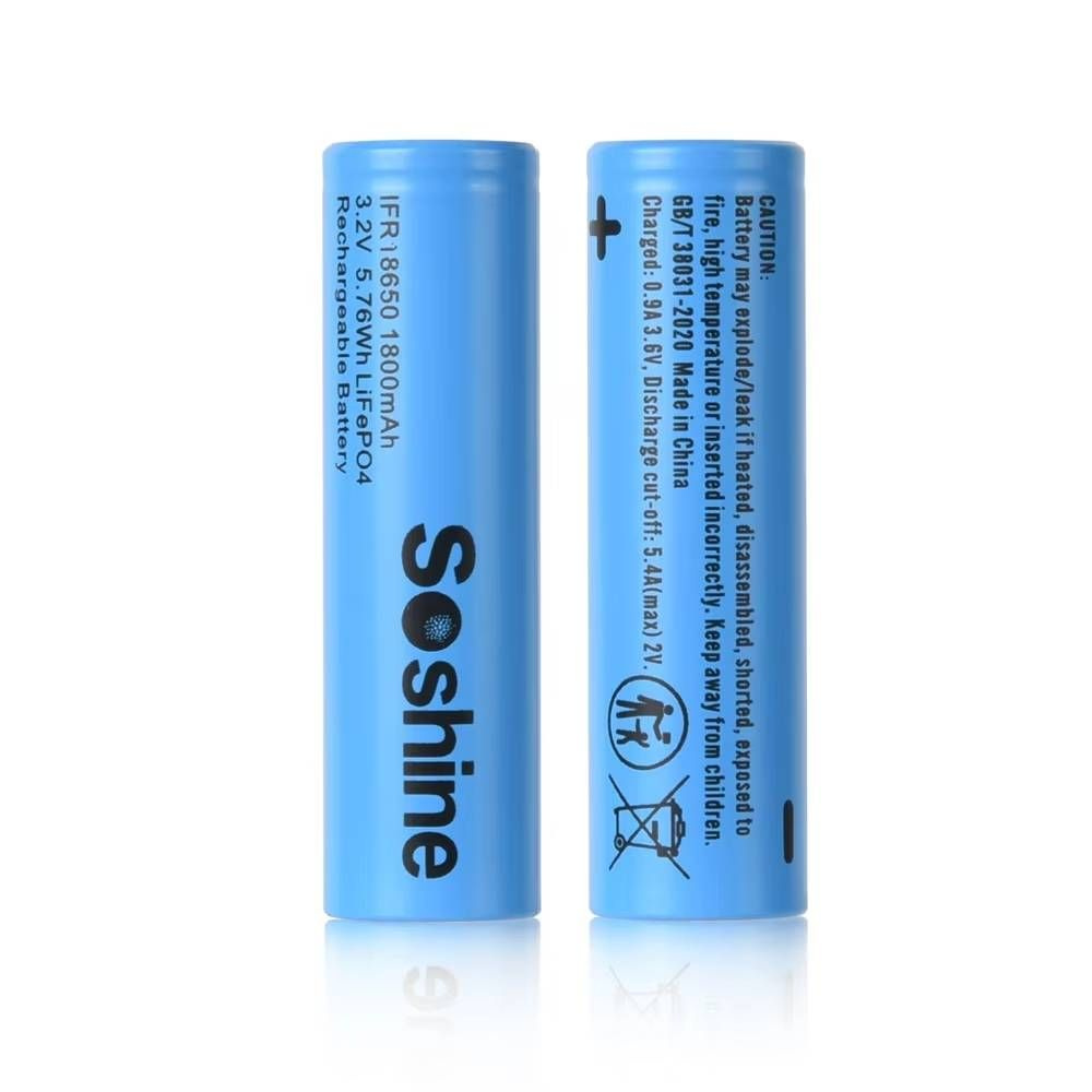 Аккумулятор LiFePO4 Soshine IFR18650 - 3.2 V - 1800 mAh без защиты #1