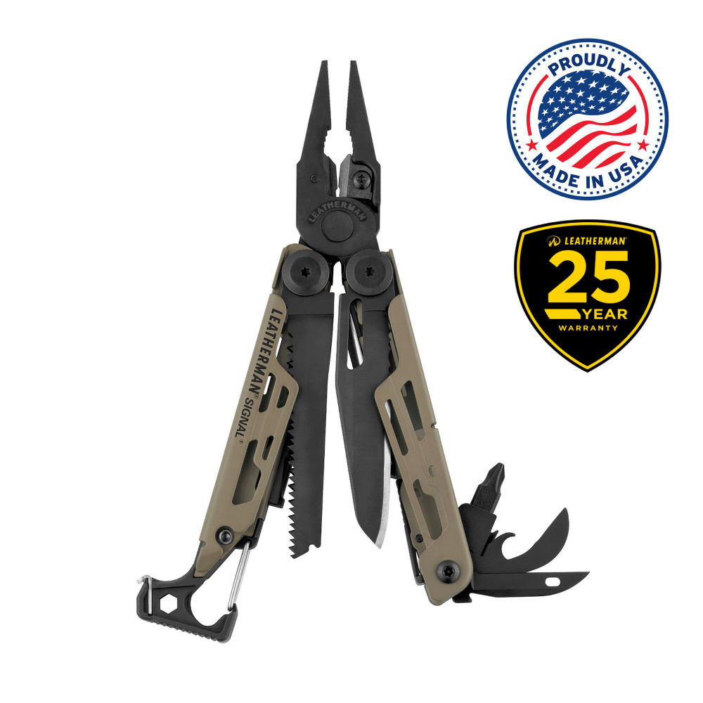 Мультиинструмент LEATHERMAN SIGNAL BLACK COYOTE TAN (19 инструментов)(11,4см)(212г.)(чехол: нейлон BLACK #1