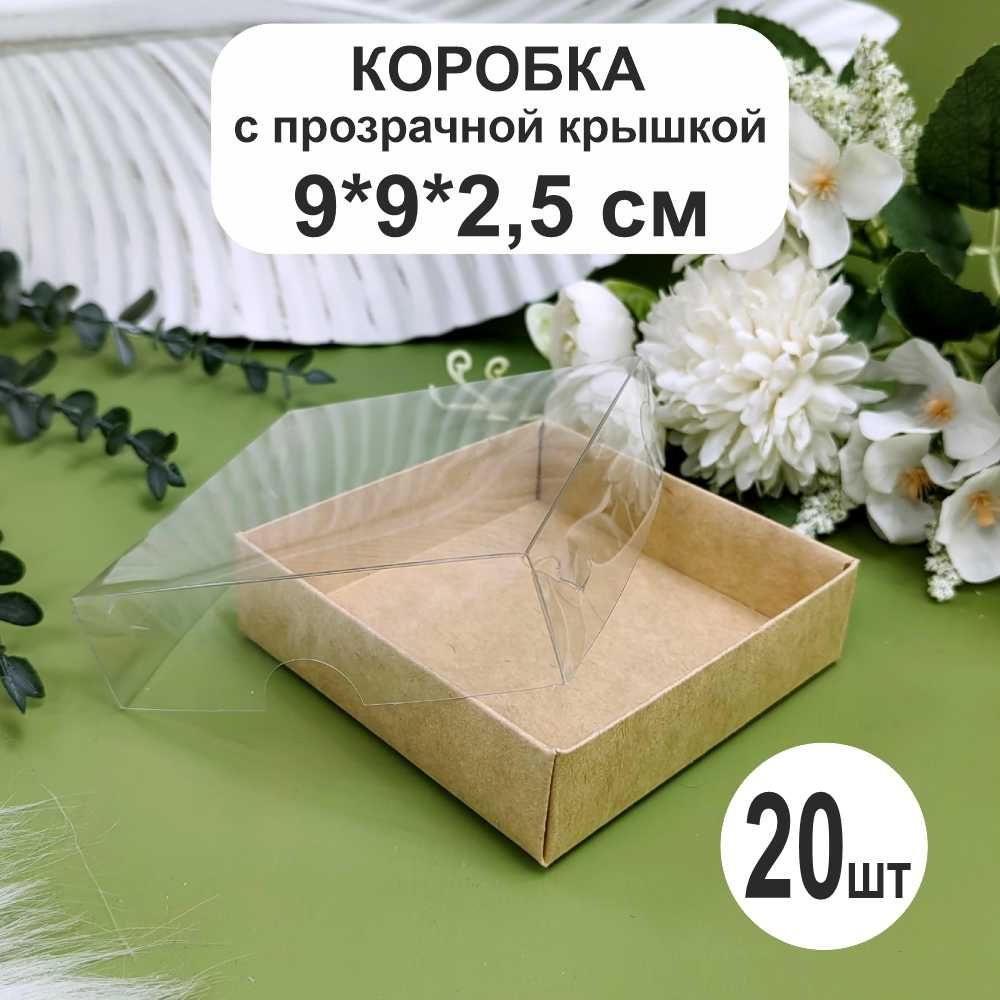 Коробка 9х9х2,5см (20шт) с прозрачной крышкой #1