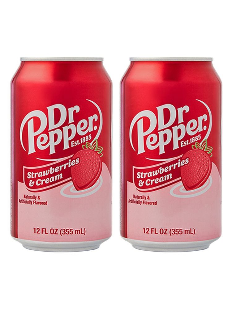 Газированный напиток Dr.Pepper Strawberries & Cream / Клубника со сливками, 2 шт x 355 мл, США  #1