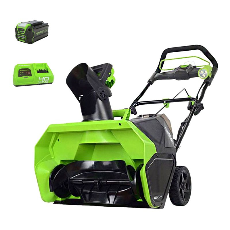 Снегоуборщик аккумуляторный Greenworks GD40STK5 40V, бесщеточный, ширина 51 см, высота захвата 20 см, #1