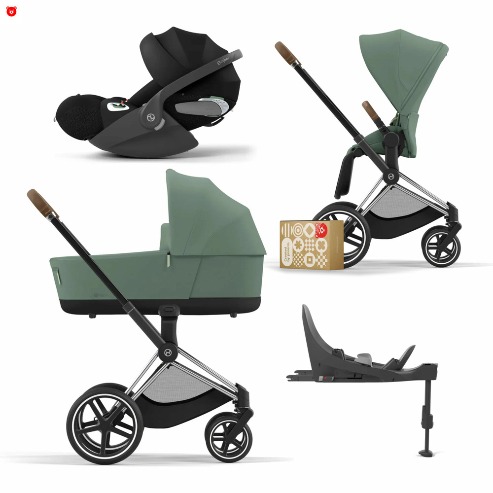 Cybex Priam IV Коляска 4 в 1, шасси Chrome Brown/Leaf Green #1