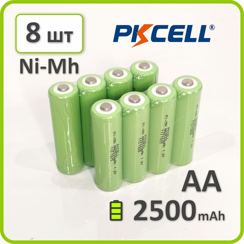 Аккумулятор 14500 АА (пальчиковый) Ni-Mh, PKCELL, 2500mAh, 8 шт. #1