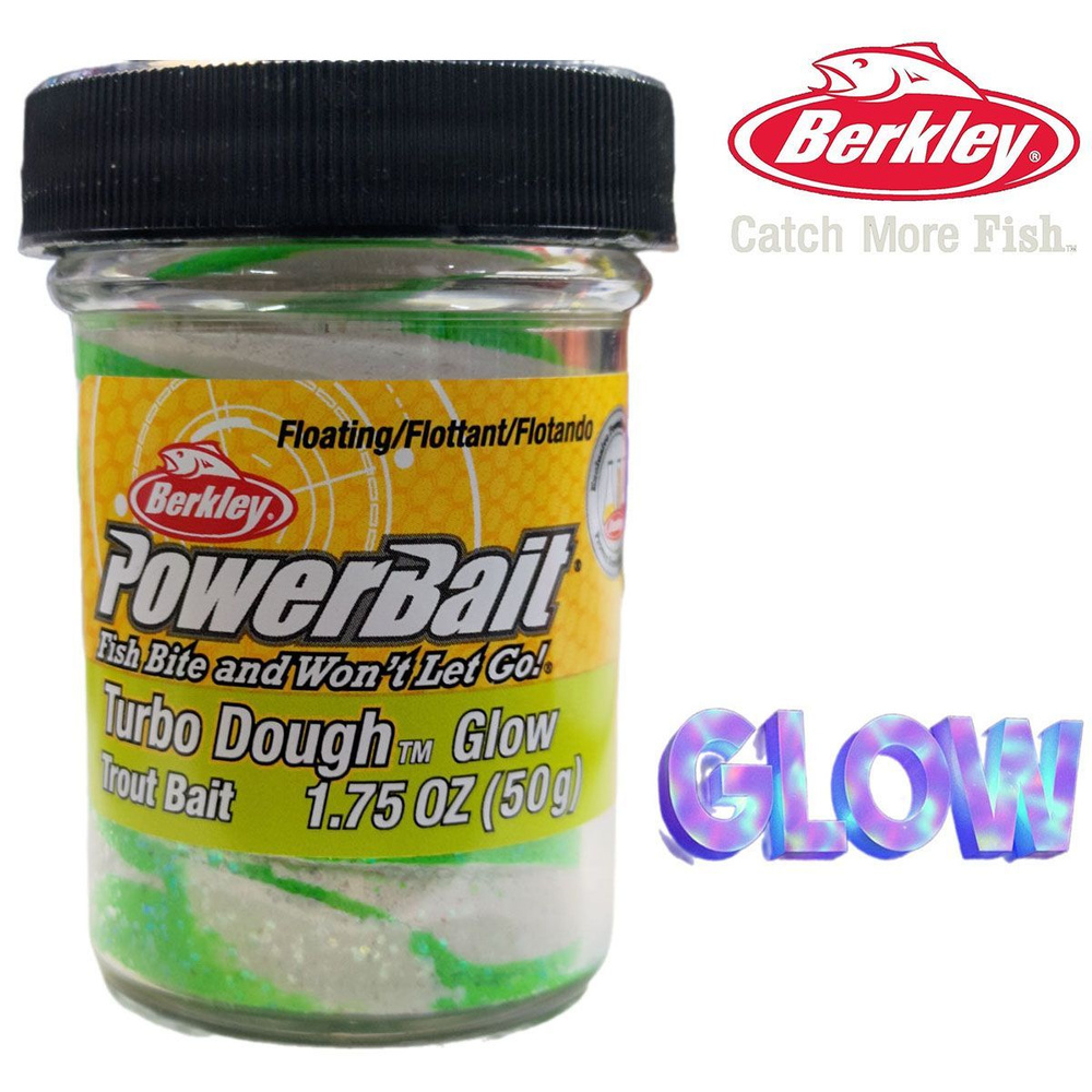 Паста Berkley PowerBait Turbo Dough Trout Bait Glow/Grn/White 50g #1