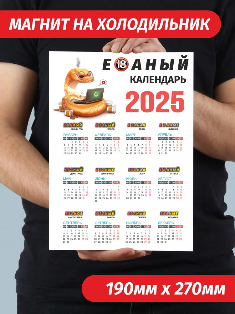 Календарь 2025 на магните прикол на холодильник #1