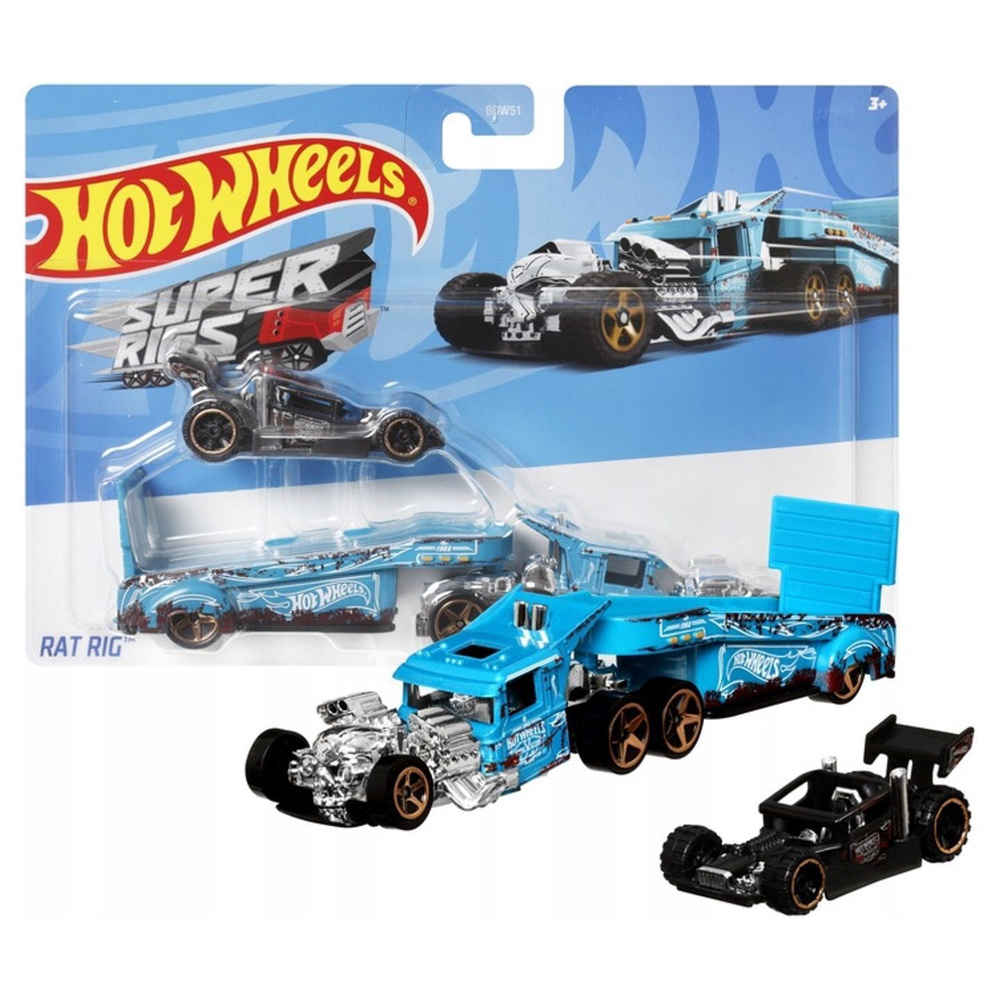 HDT08 Hot Wheels набор машинка металлическая Super Rigs Rat Rig грузовик и машинка коллекционная масштабная #1