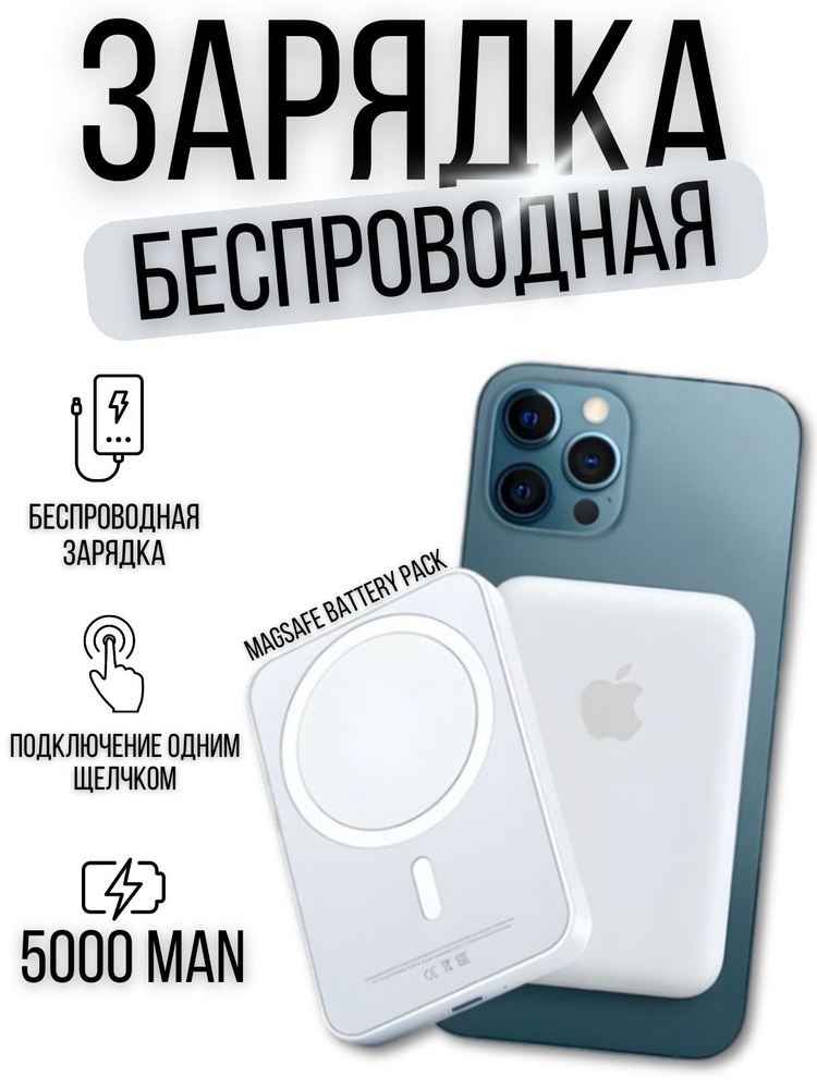 Повербанк беспроводная зарядка для iphone магнитная #1