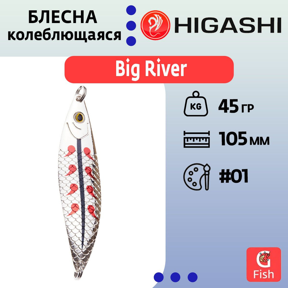 Блесна колеблющаяся HIGASHI Big River 45g #01 #1