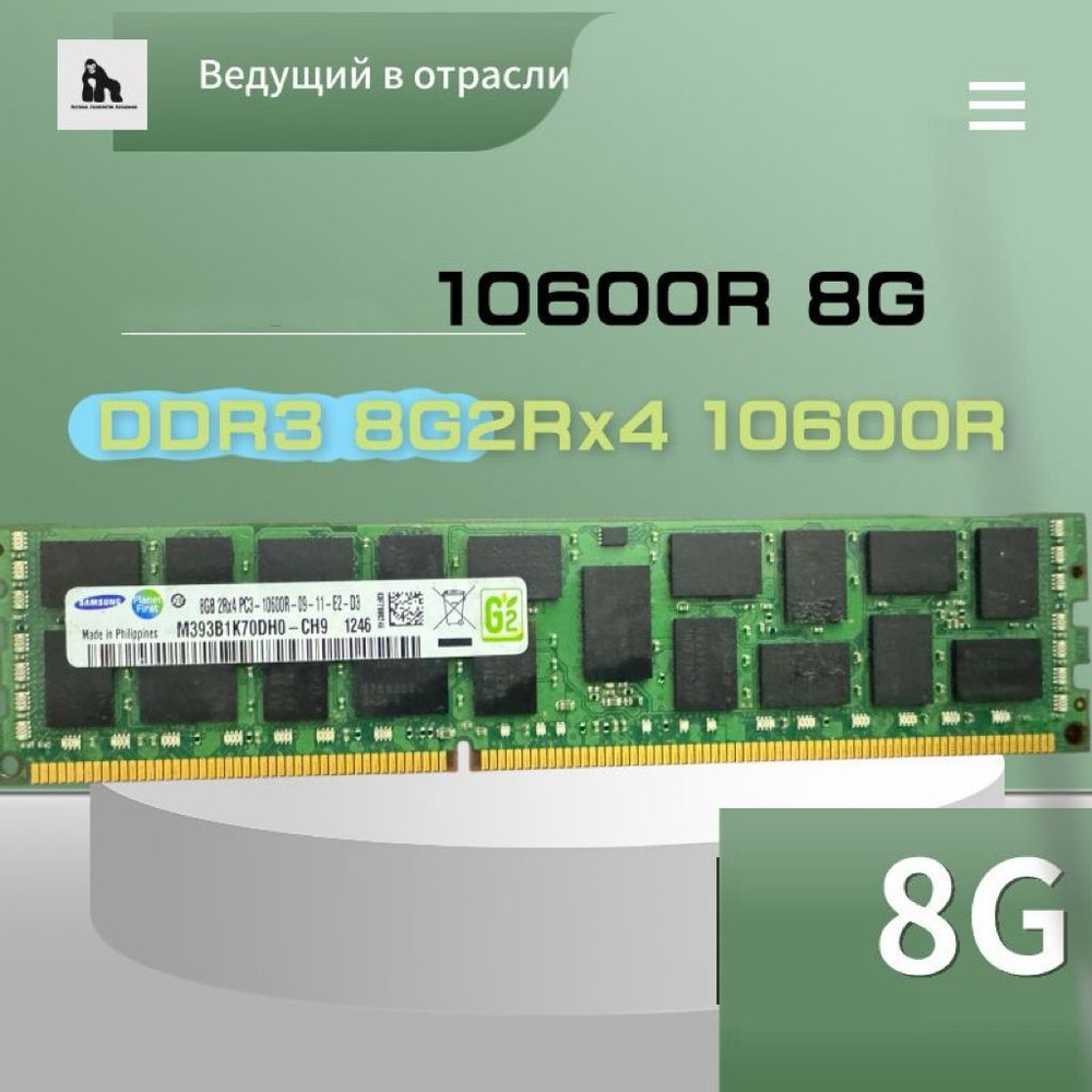 Оперативная память 8GB 2R*4 PC3-10600R-09-11-E2-D3 1x8 ГБ (M39381K700H0-YH9) #1