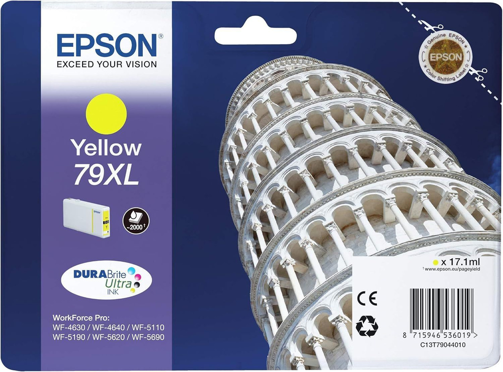 Картридж EPSON T7904, желтый (Yellow), увеличенный, оригинальный, для струйного принтера (C13T79044010) #1