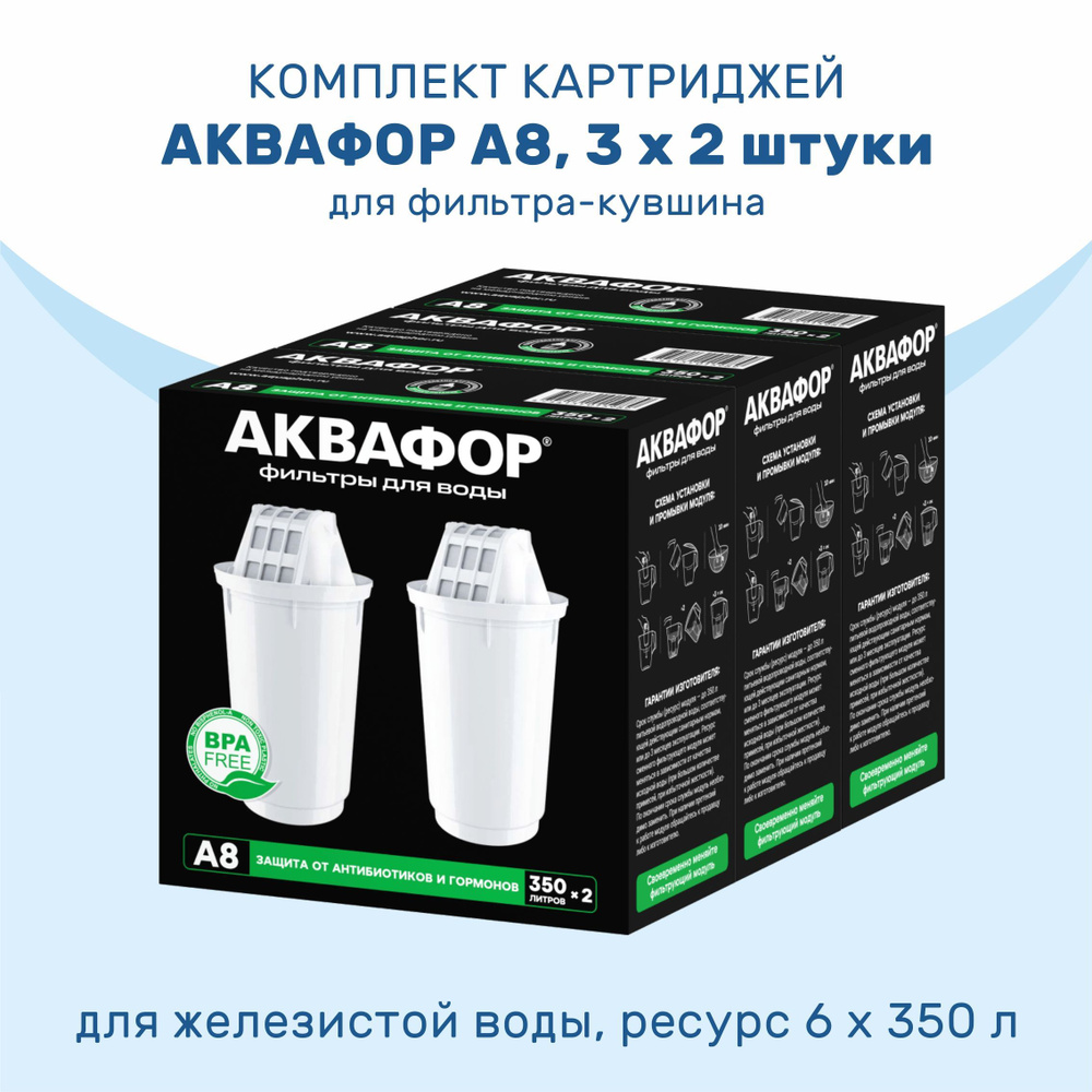 Комплект картриджей АКВАФОР A8, 3 x 2 шт #1