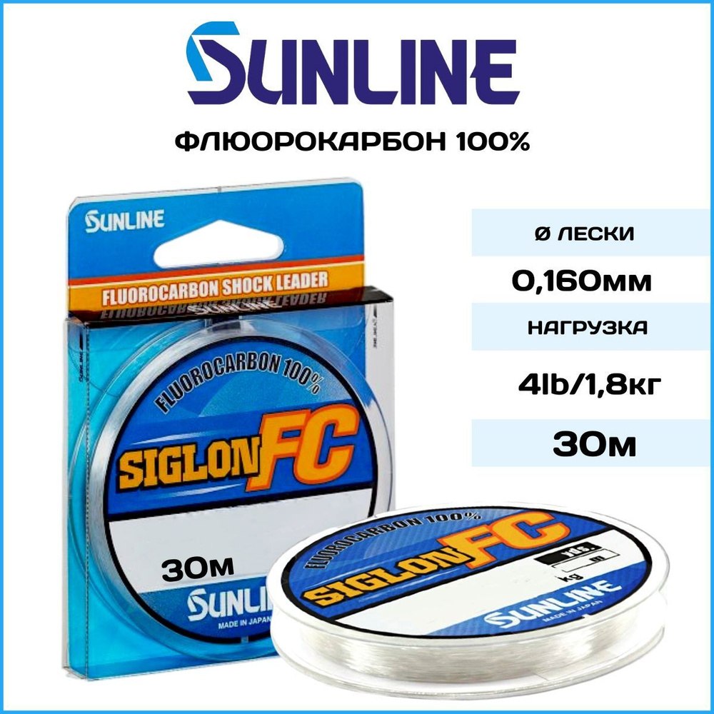 Флюорокарбоновая леска для рыбалки Sunline Siglon FC 2020 0.160мм/1.8кг. 30м.  #1