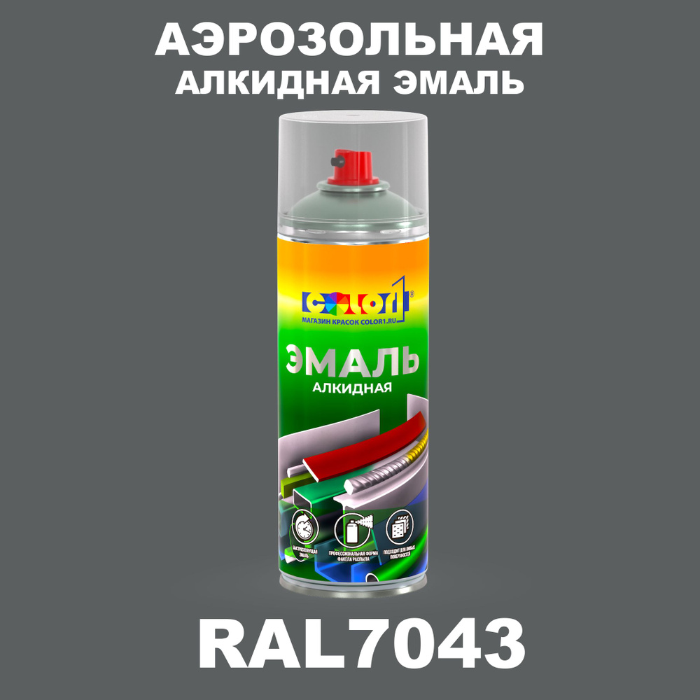 Аэрозольная алкидная эмаль, спрей 520мл, цвет RAL7043 Транспортный серый B  #1