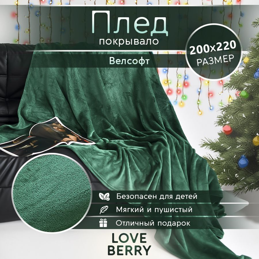 LoveBerry Плед , Велсофт, 200х220 см #1