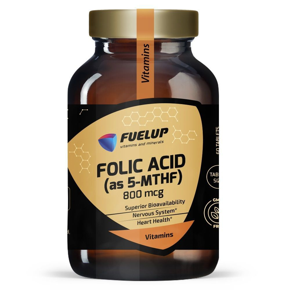 Folic Acid (AS 5-MTHF) 800 мкг 60 таблеток FuelUp США / Фолиевая кислота. Для здоровья сердца и нервной #1