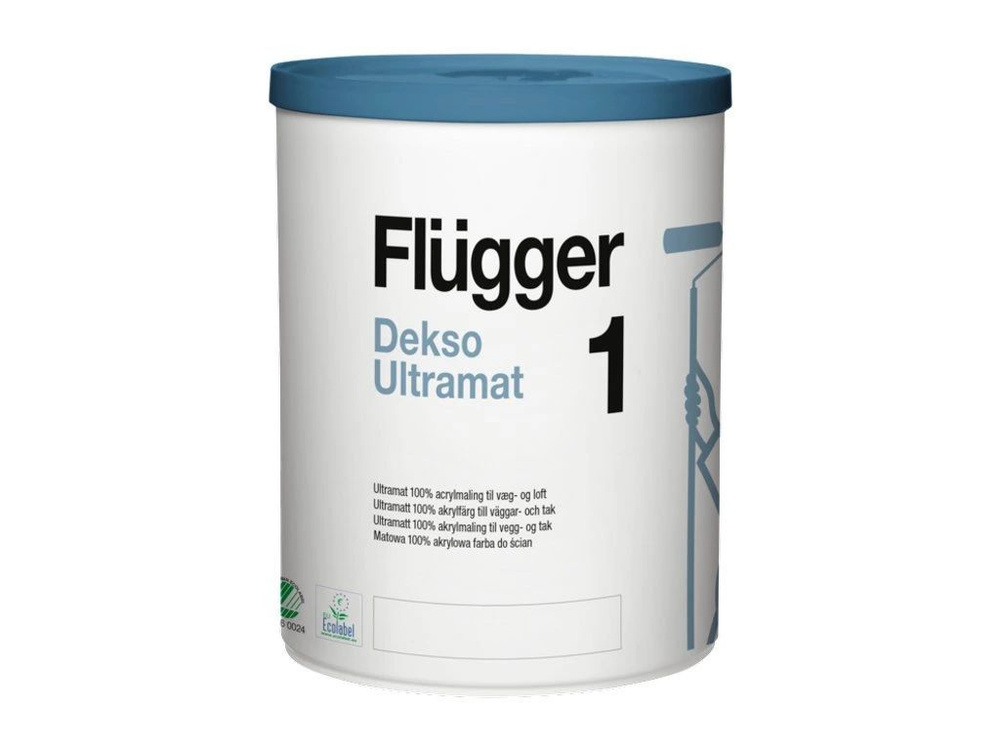 Flugger Dekso Ultramat 1/Флюгер Дексо Ультрамат 1, 0.7л, краска акриловая экстра прочная и грязеотталкивающая, #1