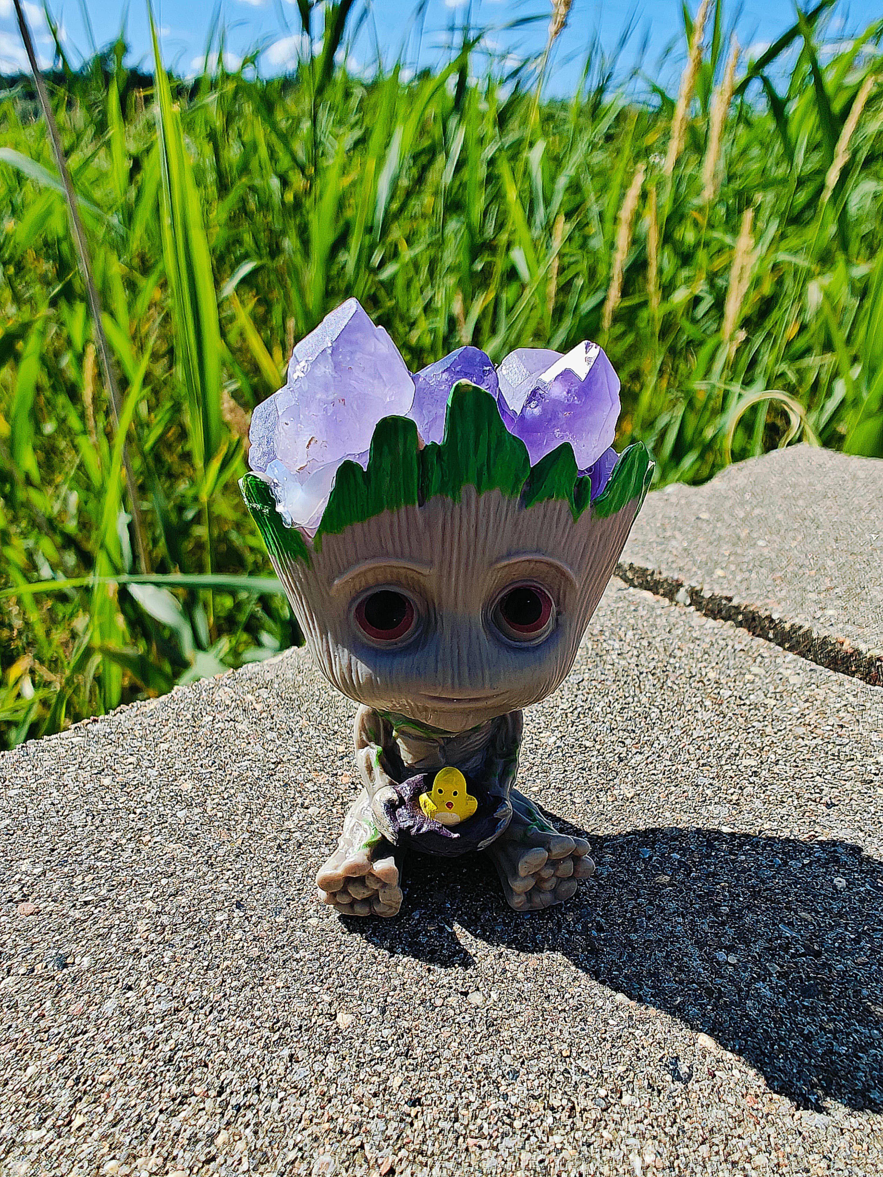 Фигуркасувенирная"МалышГрут",скристалламиаметиста55х35мм