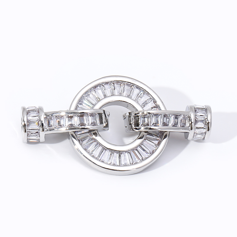 застежкадлябижутерии,Застежкадлябраслетаибус"Кругсфианитами",фурнитурадляукрашений,1шт,29,5x15мм,латунь,позолота18K/сродиевымпокрытием