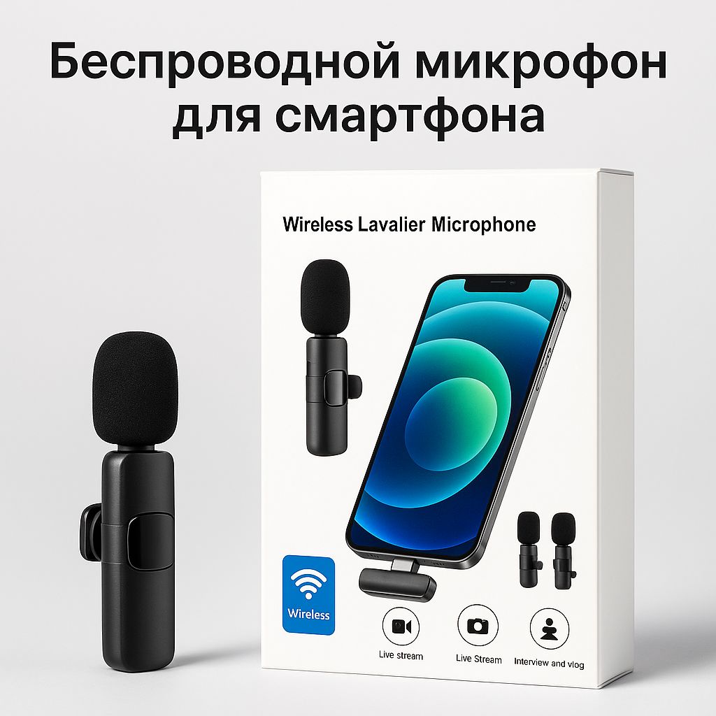 SofietaМикрофондлямобильногоустройствапетличкабеспроводноймикрофондлятелефона,черный