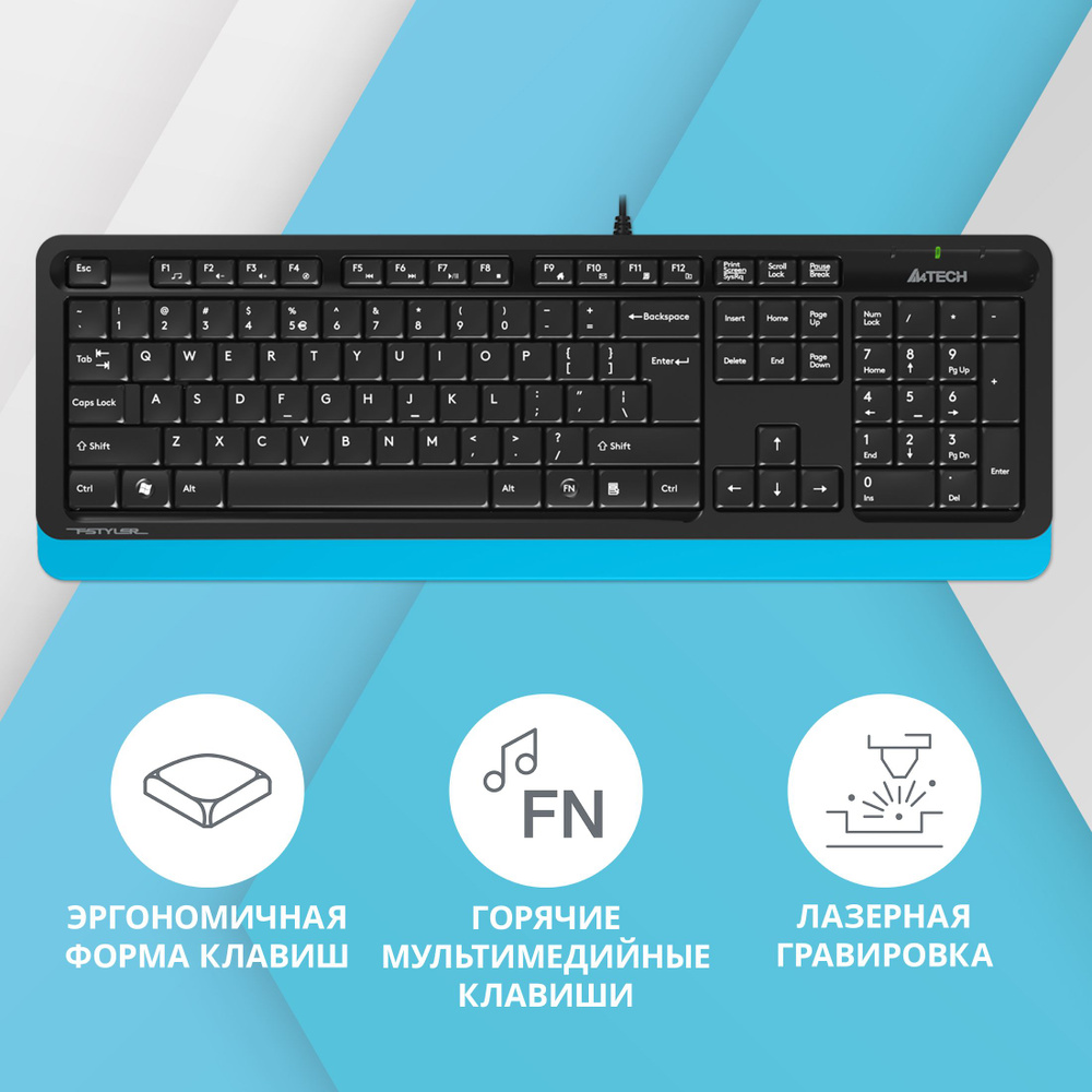 Клавиатура A4 Fstyler FK10 черный/синий USB #1