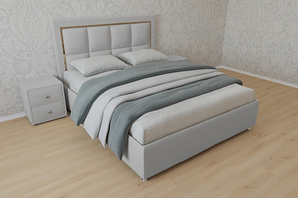 Односпальная кровать Вирджиния 80x200 основание металлическое с ламелями велюр серый ножки 5 см  #1