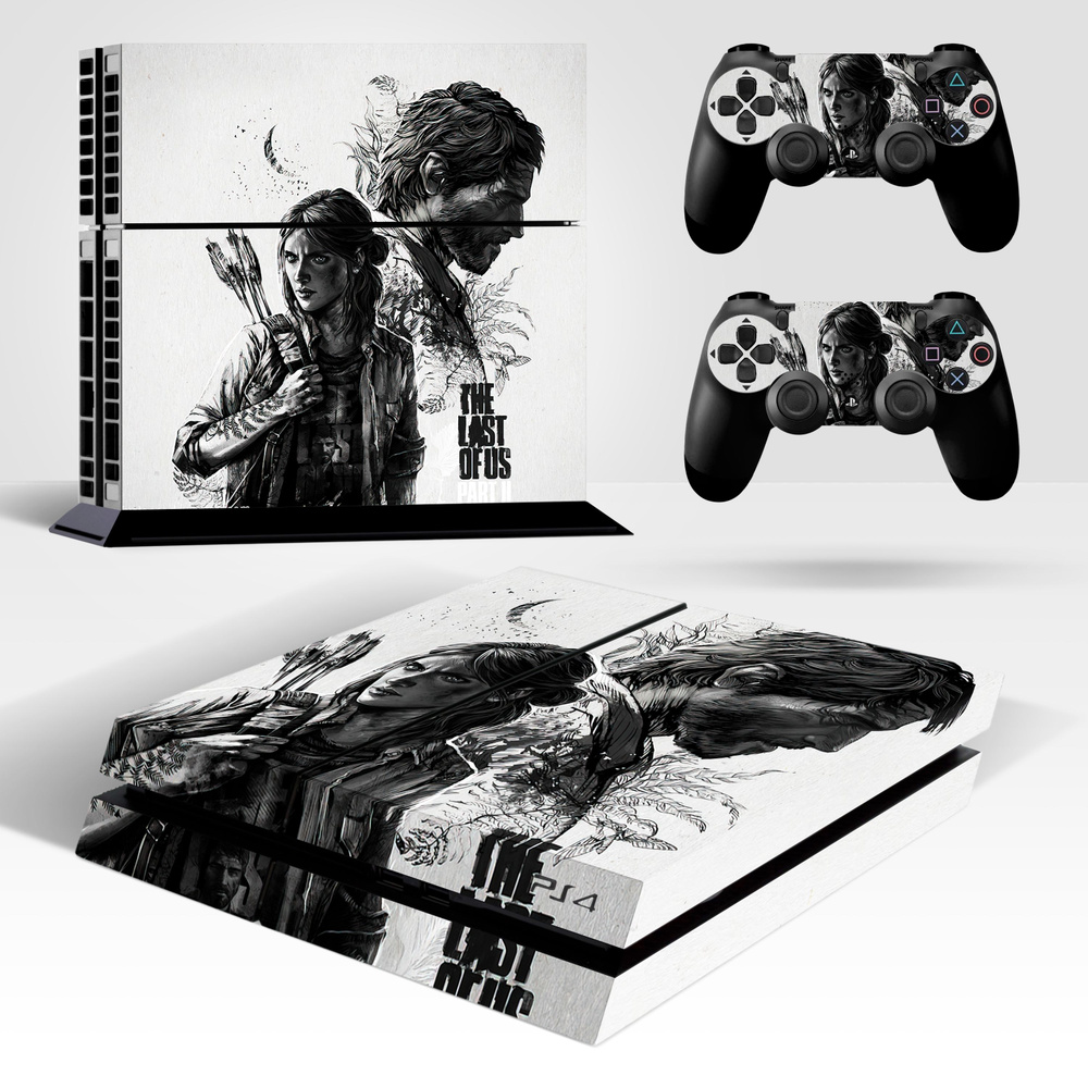 Наклейка The Last of US виниловая защитная на игровую консоль PlayStation 4 Fat полный комплект  #1