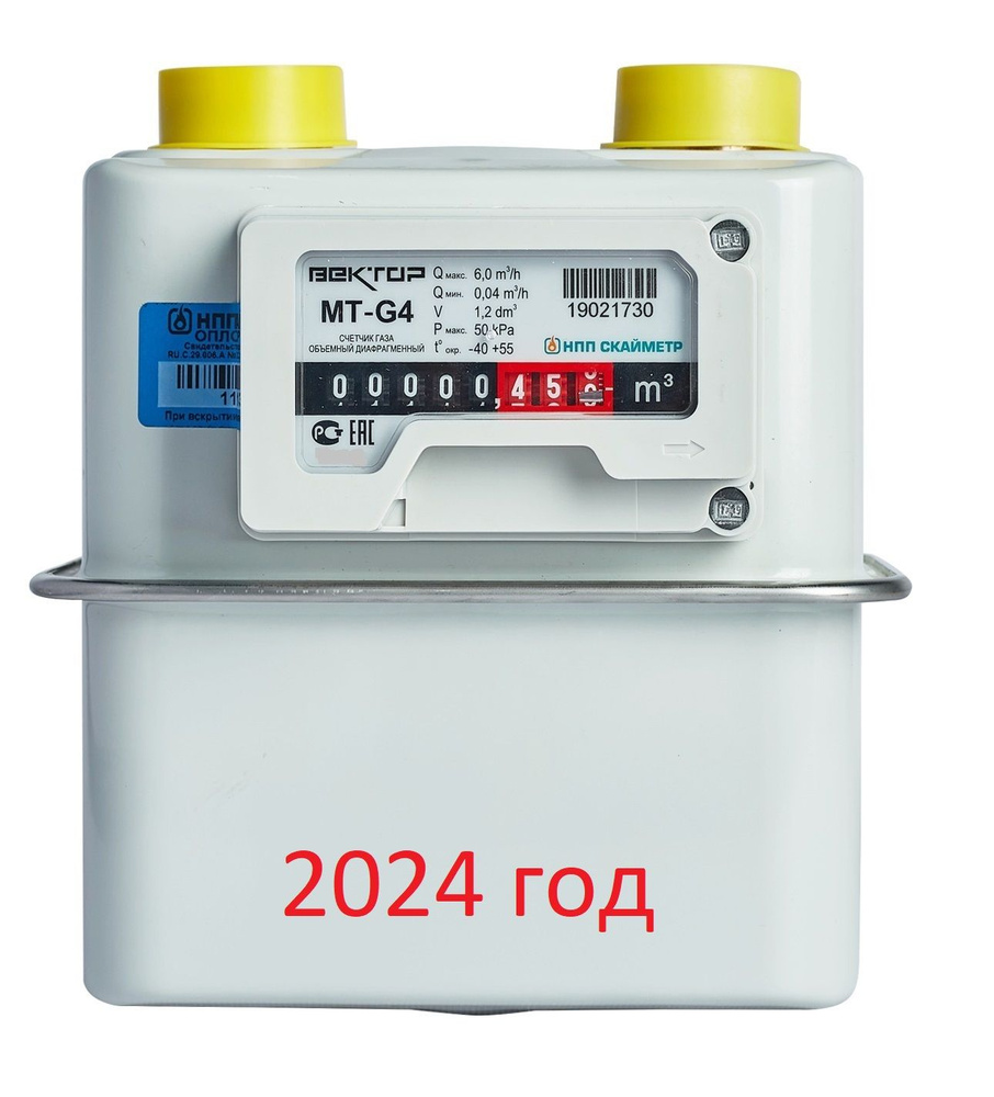 Бытовой счетчик газа ВЕКТОР-МТ G4 с коррекцией объема газа по температуре (справа-налево)  #1