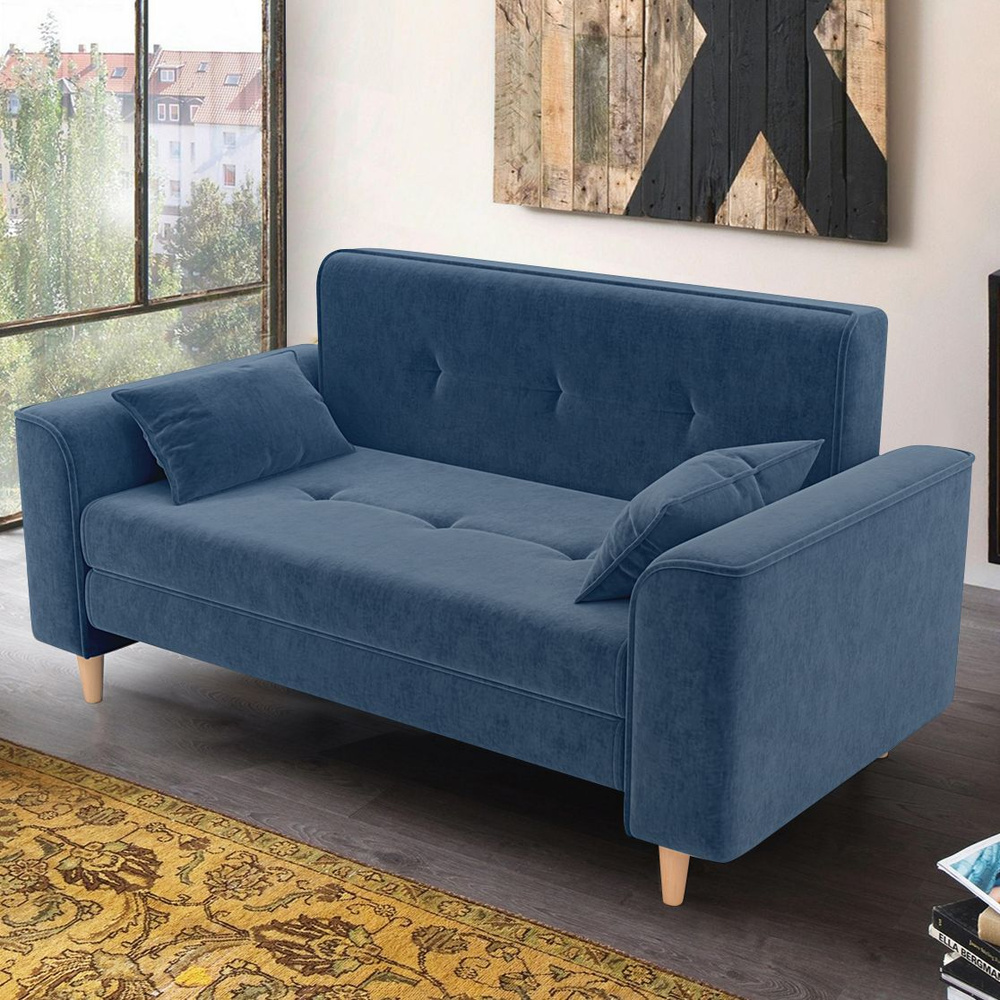 Диван-кровать, раскладной диван, Твист,120х200, синий #1