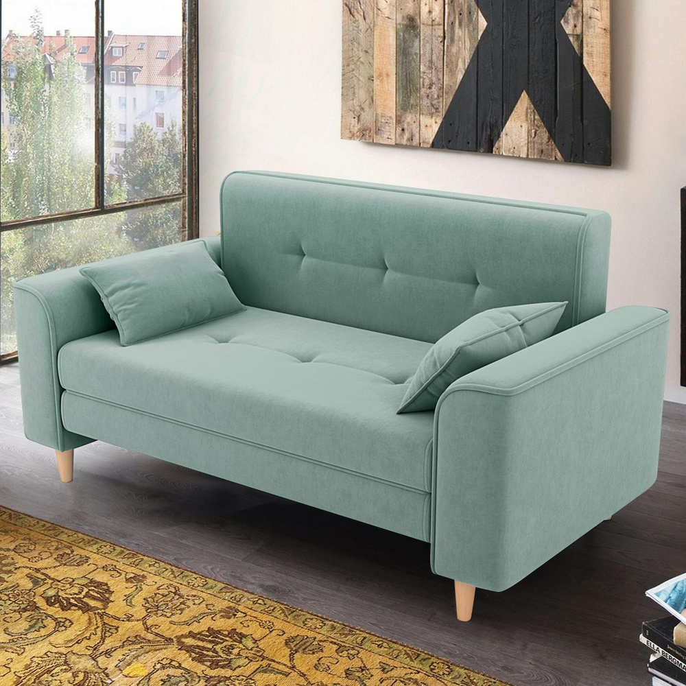Диван-кровать, раскладной диван, Твист, 120х200, мятно-голубой  #1
