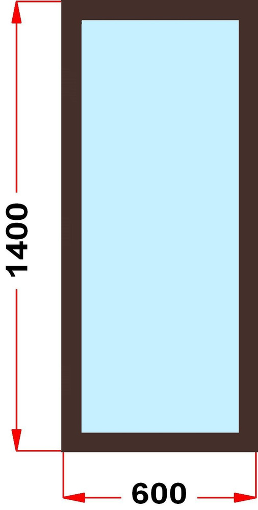 Окно из профиля Grunder 60 мм (1400 x 600), не открывающееся, стеклопакет 2 стекла, темно-коричневое #1