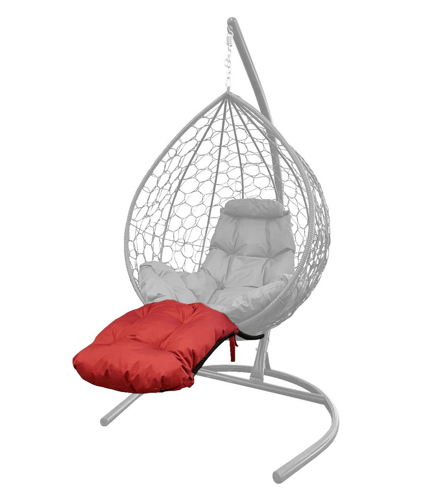Подставка для ног на кресло подвесное, с ротангом черное, красная подушка  #1