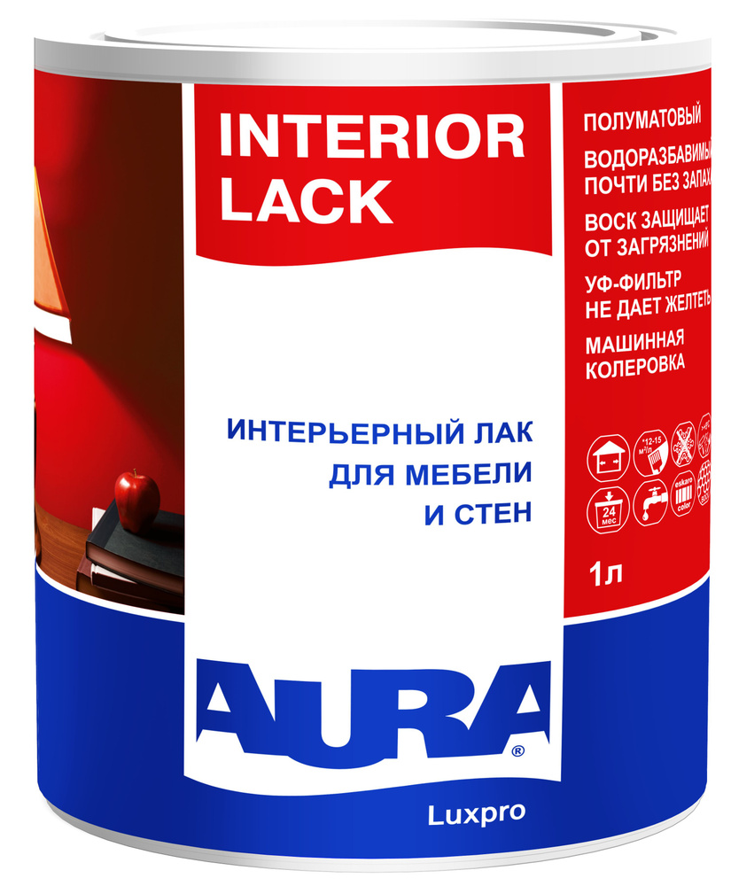 Лак интерьерный Aura Luxpro Interior Lack полуматовый 1л #1