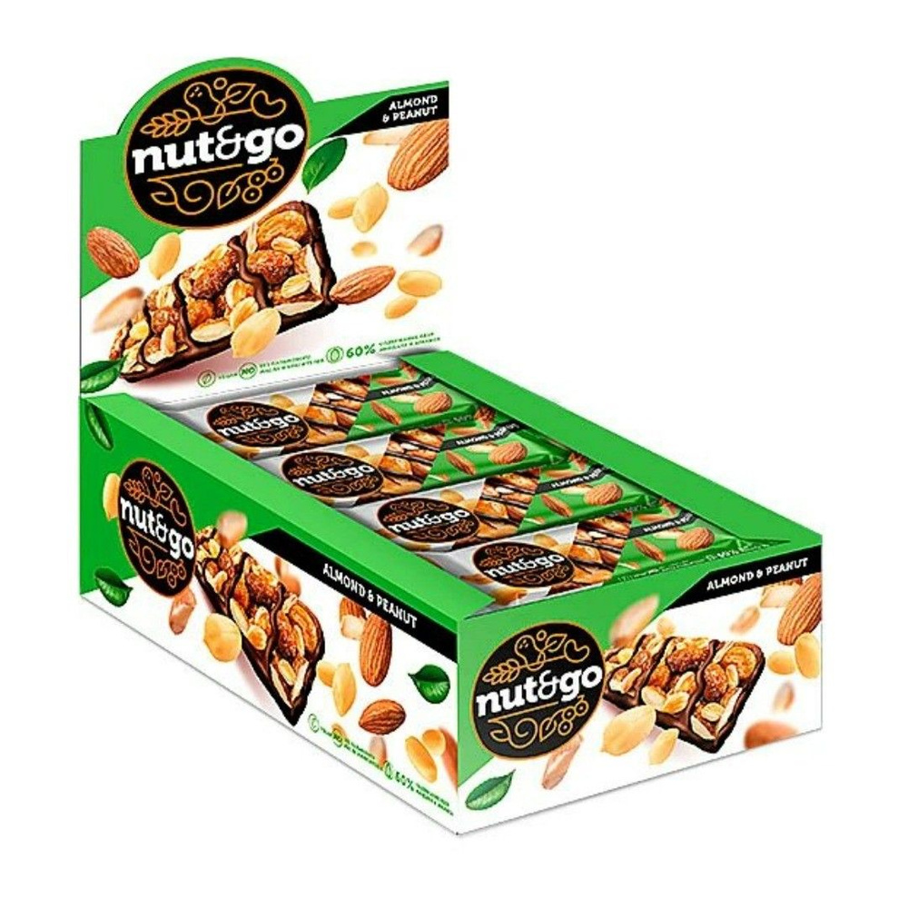 Миндально - арахисовый батончик Nut&go, с арахисовой пастой КА, 36 г / 18 шт  #1