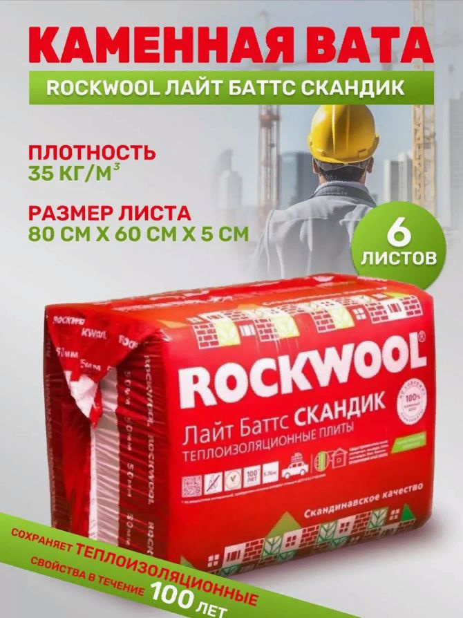 Теплоизоляция Лайт Баттс СКАНДИК ROCKWOOL, площадь 5,76м2 #1