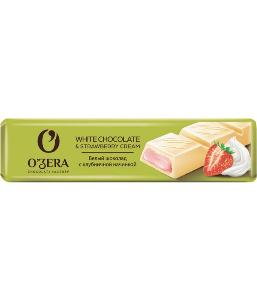 O'Zera, шоколадный батончик White & Strawberry cream, 45 г (упаковка 30 шт.)  #1