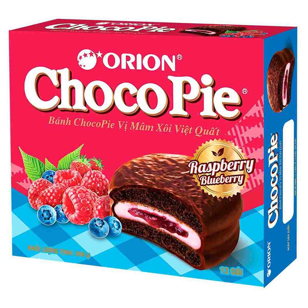 Пирожное печенье ORION Choco Pie Raspberry and Blueberry / ОРИОН Чоко Пай Малина и Голубика  #1