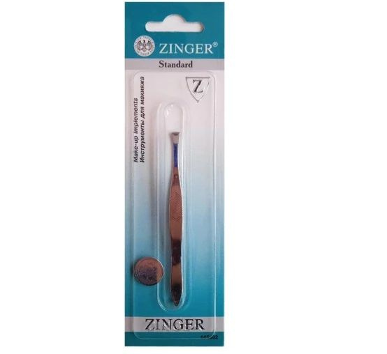 Пинцет прямой Zinger (Зингер), серебряный, ZSP TA-13-str-S х 1шт #1