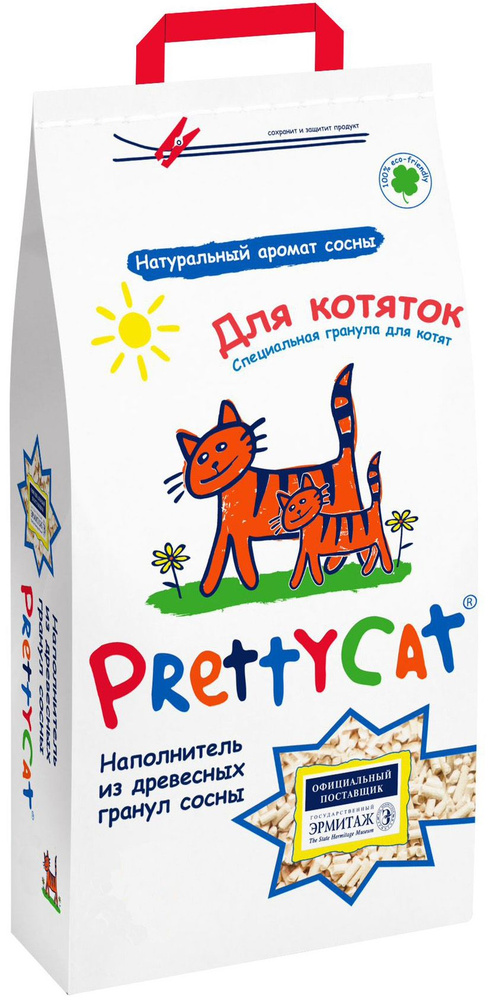 PrettyCat Wood Granules для котят 12 л, 4 кг #1