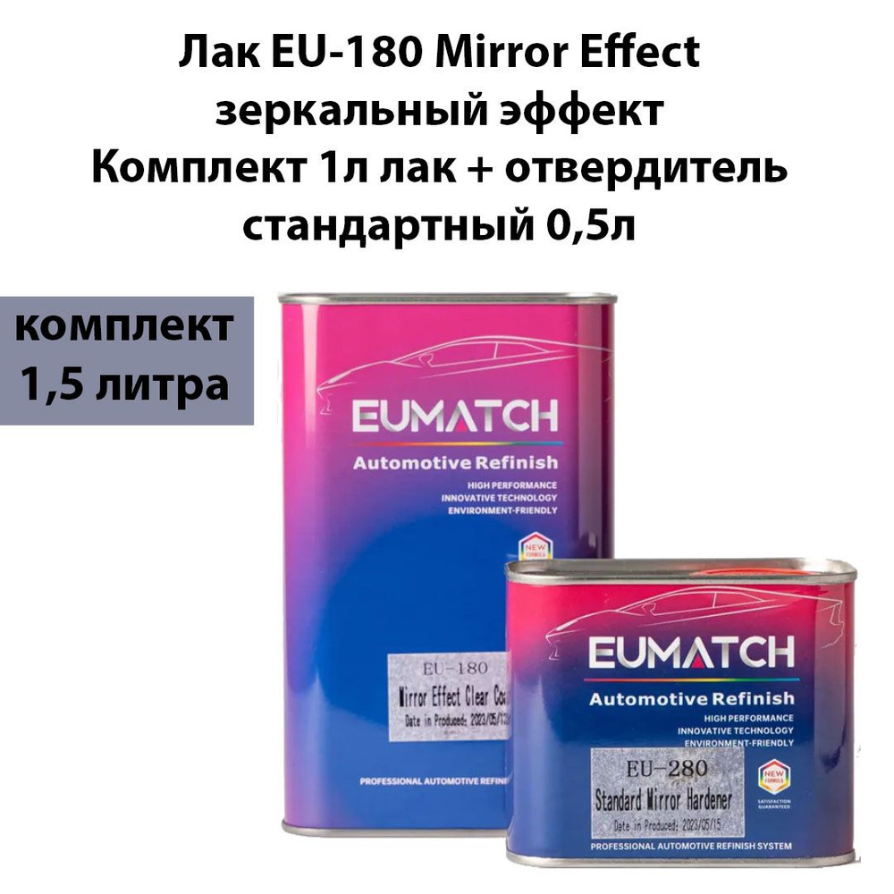 Лак прозрачный с зеркальным эффектом EUMATCH Mirror Effect 1л + отвердитель 0,5л  #1