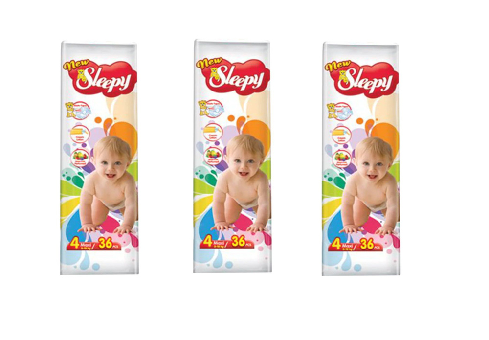 Sleepy Подгузники детские Super pack, размер 4 Maxi, 8-18 кг, 36 шт/уп, 3 уп  #1