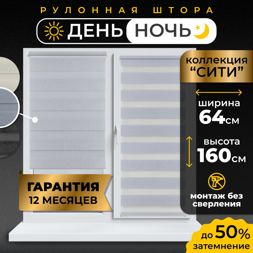 Рулонные шторы LmDecor день-ночь 64 х 160 см, жалюзи на окна 64 ширина, рольшторы  #1