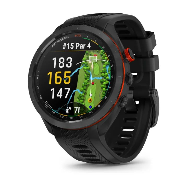 Часы Garmin Approach S70 - 47 мм, черный керамический безель с черным силиконовым ремешком (010-02746-12) #1