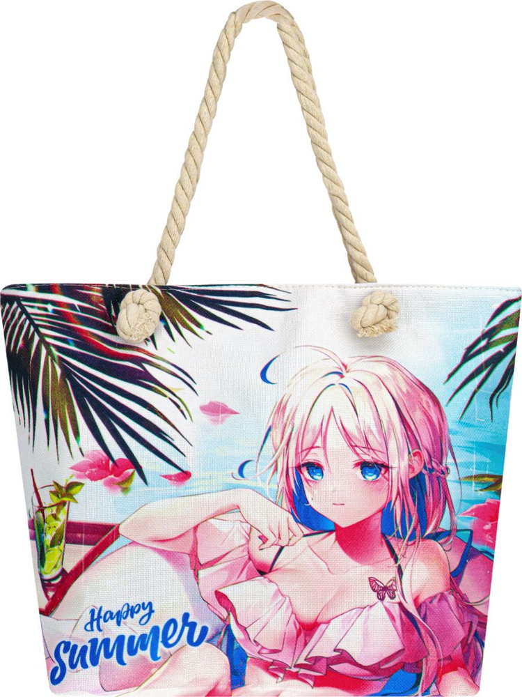 Сумка пляжная "Пляжное настроение", сумка-шоппер женская через плечо, шопер, для пляжа  #1