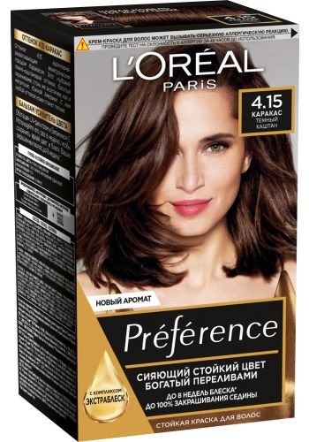 L'Oreal Paris Краска для волос Preference, 4.15 Каракас, темный каштан, Лореаль Преферанс  #1
