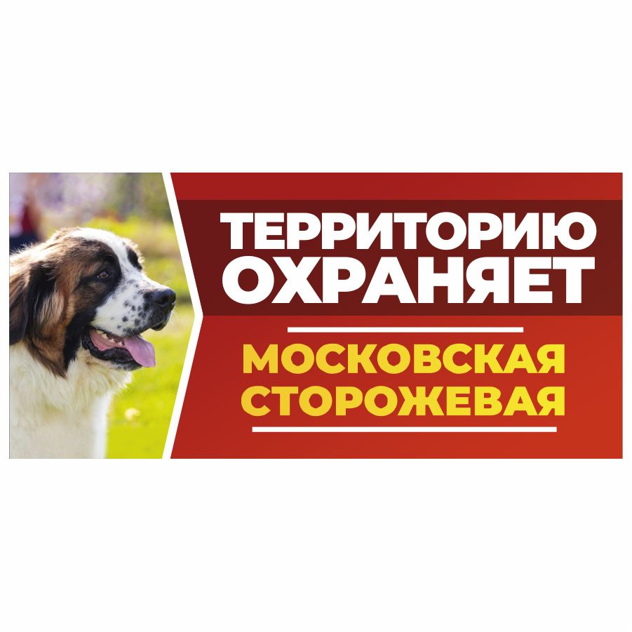 Табличка, DANGER DOG, Московская сторожевая, на забор, 30см х 14см  #1