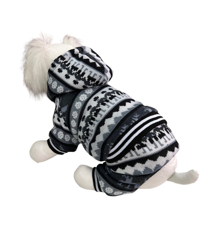 Комбинезон для собак трикотаж "Скандинавия" утепленный серый,35см  #1