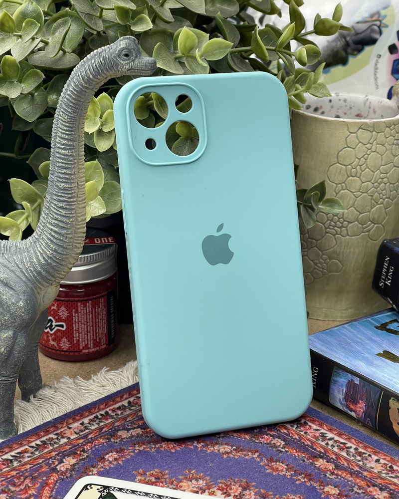 Силиконовый чехол на iPhone 13 с защитой камер, противоударный / Silicone Case iPhone 13 Turquoise  #1