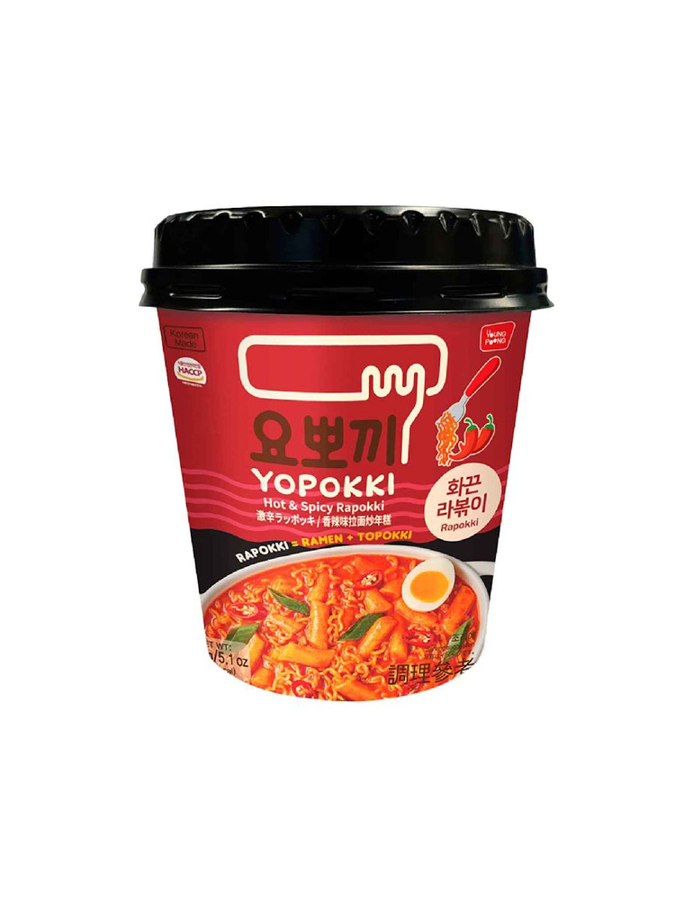 Лапша с рисовыми клецками "Young Poong" Yopokki Hot & Spicy Topokki остро-пряный соус, 145 г  #1