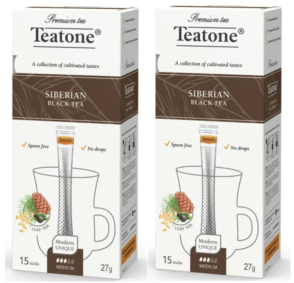 Чай чёрный с ароматом кедра и можжевельника Сибирский Teatone 15 стиков - 2 штуки  #1