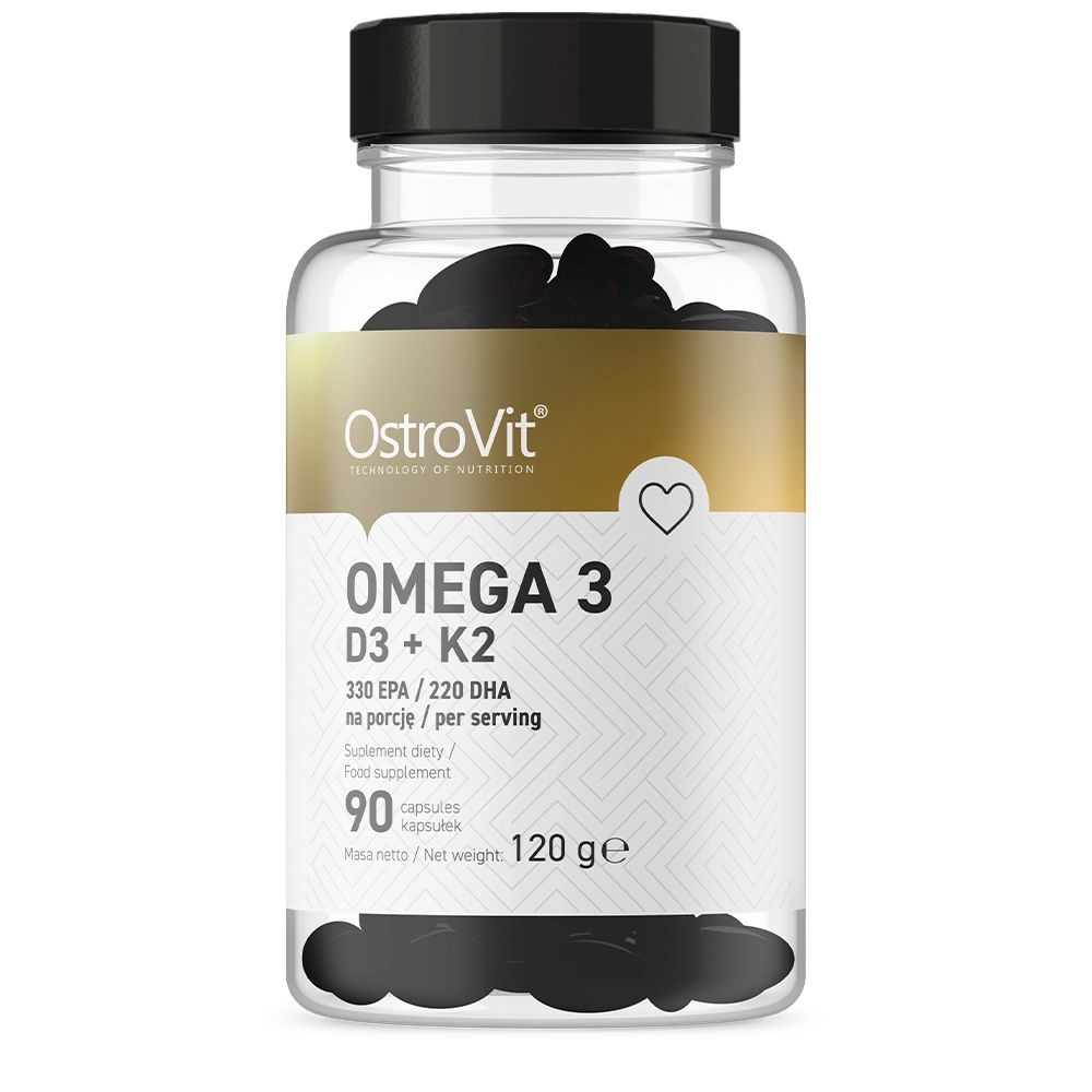 OstroVit Omega 3 D3+K2, Омега 3, Витамин D3+Витамин K2, Рыбий жир для иммунитета, сердца и сосудов, 90 #1